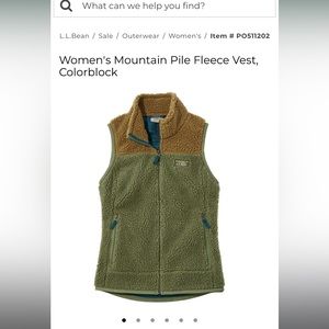 LL Bean Mountain Pile Fleece Vest Colorblock